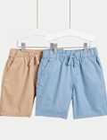 2pk Pure Cotton Ripstop Shorts (2-8 Yrs)