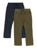 2pk Pure Cotton Ripstop Trousers (2-7 Yrs)