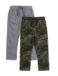 2pk Pure Cotton Camouflage Ripstop Trousers (2-7 Yrs)