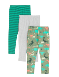 3pk Cotton Rich Dinosaur Print Leggings
