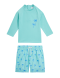 2pc Palm Print Swim Set (2-7 Yrs)