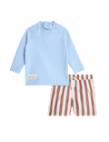 Striped 3/4 Sleeve Swim Set (2-8 Yrs)