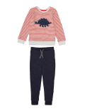 2 Piece Cotton Striped Dinosaur Outfit