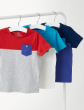 3pk Pure Cotton Colour Block T-Shirts