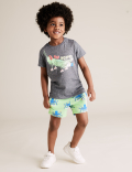 Organic Cotton Printed Octopus Shorts