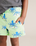 Organic Cotton Printed Octopus Shorts