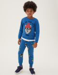 Cotton Rich Wolf Print Joggers (2-7 Yrs)