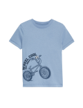 Pure Cotton Bike Print T-Shirt (2-8 Yrs)