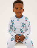 Cotton Rich Robot Print Sweatshirt (2-7 Yrs)