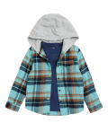 Cotton Rich Checked Hooded Shirt