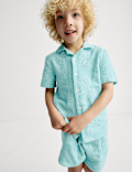 Pure Cotton Leaf Embroidered Shirt (2-8 Yrs)