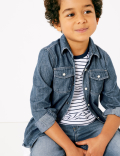 2 Piece Denim Shirt with Striped T-Shirt (2-7 Yrs)