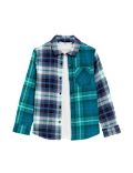 2pc Pure Cotton Checked Shirt & T-Shirt Set (2-8 Yrs)