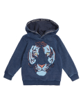 Pure Cotton Tiger Embroidered Hoodie