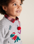 Dinosaur Applique Christmas Jumper (2-7 Yrs)