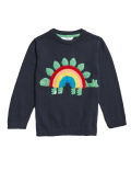 Pure Cotton Knitted Dinosaur Rainbow Jumper