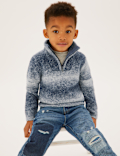 Cotton Blend Half Zip Knitted Jumper (2-7 Yrs)