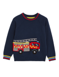 Pure Cotton Fire Engine Knitted Jumper