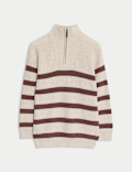 Cotton Rich Striped Half Zip Jumper (2-8 Yrs)
