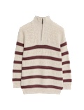 Cotton Rich Striped Half Zip Jumper (2-8 Yrs)