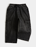 Pure Cotton Wide Leg Cargo Jeans (2-8 Yrs)
