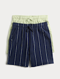 2pk Pure Cotton Textured Shorts (2-8 Yrs)