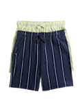 2pk Pure Cotton Textured Shorts (2-8 Yrs)