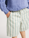 Pure Cotton Denim Striped Shorts (2-8 Yrs)