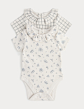 2 Pack Cotton Rich Frilled Bodysuits (Newborn - 12 Months)