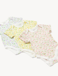 3pk Pure Cotton Floral Bodysuits