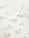 3pk Pure Cotton Swan & Spot Sleepsuits (6½lbs-3 Yrs)