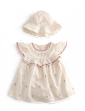 2 Piece Pure Cotton Floral Dress & Hat Outfit (0-2 Yrs)