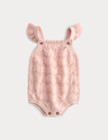 Pure Cotton Frill Knitted Romper (0-18 Mths)