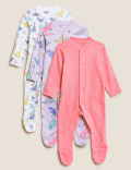 3pk Pure Cotton Printed Sleepsuits (61/2 lbs - 3 Yrs)