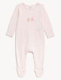 3pk Pure Cotton Bunny Sleepsuits (0-3 Yrs)