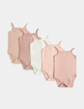 5 Pack Pure Cotton Strappy Bodysuits (6&frac12;lbs - 3 Yrs)