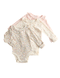 3pk Pure Cotton Floral Long Sleeve Bodysuits (0-3 Yrs)
