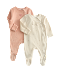 2pk Cotton Rich Velour Bunny Sleepsuits (0-3 Yrs)