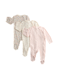 3pk Pure Cotton Floral Sleepsuits (0-3 Yrs)