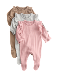 3pk Cotton Rich Frill Ribbed Sleepsuits (6½lbs-3 Yrs)