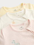 3 Pack Cotton Rich Embroidered Rompers (7lbs-3 Yrs)
