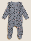2pk Pure Cotton Leopard Sleepsuits (0-3 Yrs)