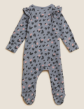 2pk Pure Cotton Leopard Sleepsuits (0-3 Yrs)