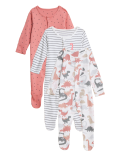 3pk Pure Cotton Dinosaur Sleepsuits (61/2lbs - 3 Yrs)