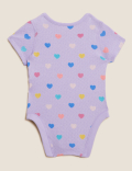 3pk Pure Cotton Heart Bodysuits (6½lbs - 3 Yrs)
