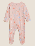 3pk Pure Cotton Floral Sleepsuits