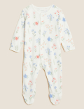 3pk Pure Cotton Floral Sleepsuits