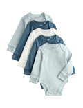 5 Pack Pure Cotton Plain Long Sleeve Bodysuits (7lbs-3 Yrs)