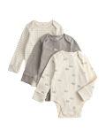 3 Pack Cotton Rich Dino Bodysuits (7lbs - 3 Yrs)