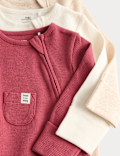 3 Pack Pure Cotton Waffle Sleepsuits (7lbs-3 Yrs)
